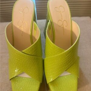Jessica Simpson Neon Green Croc Mules